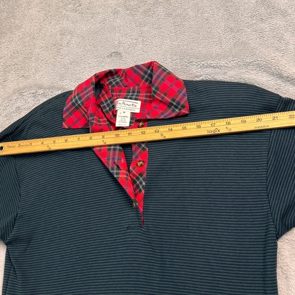 NWT Vintage Talbots Sara Campbell Plaid Collar Striped Shirt Women's Medium - Picture 10 of 11